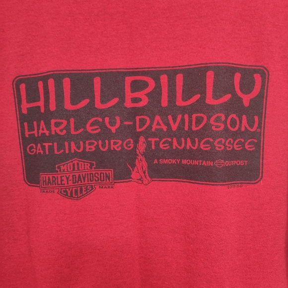 Hillbilly Harley Davidson Men's Large T Shirt Brick Red - Picture 3 of 6